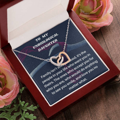 Unbiological Daughter Gift Step Daughter Gift Stepdaughter Necklace Daughter Jewelry Birthday Gift Interlocking Hearts Necklace