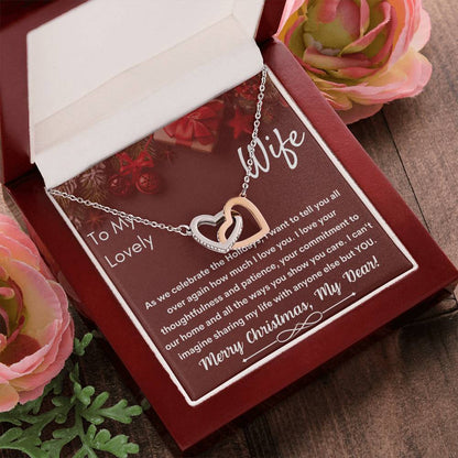 To My Lovely Wife - Merry Christmas - Necklace Interlocking Hearts Necklace