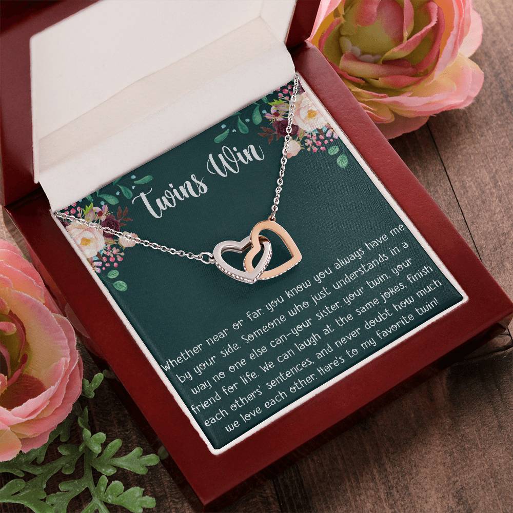 My Twin Interlocking Hearts Necklace - Perfect Gift For Your Twin Sister Twin Girl Show Your Twin Love With The Best Present