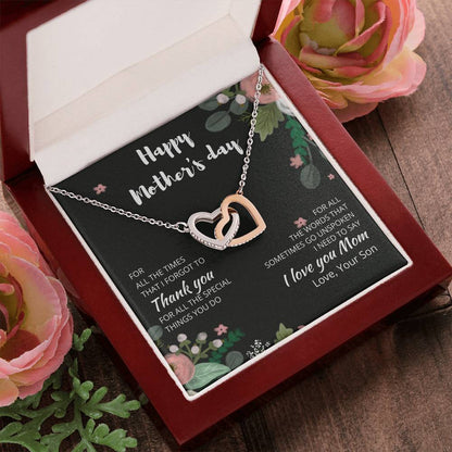 To My Mom - I Love You Forever - Necklace Interlocking Hearts Necklace