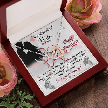 Love Birthday To My Beautiful Wife. Interlocking Hearts Necklace