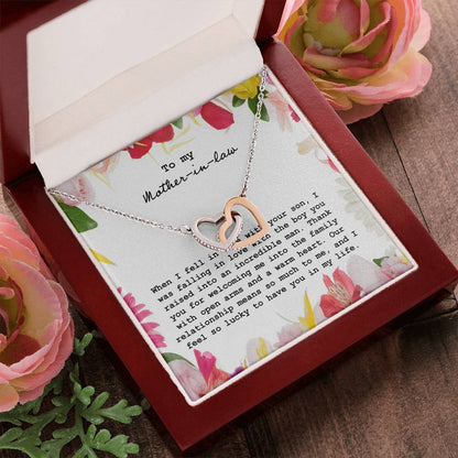To My Mother In Law When I Fell In Love With Your Son Interlocking Hearts Necklace