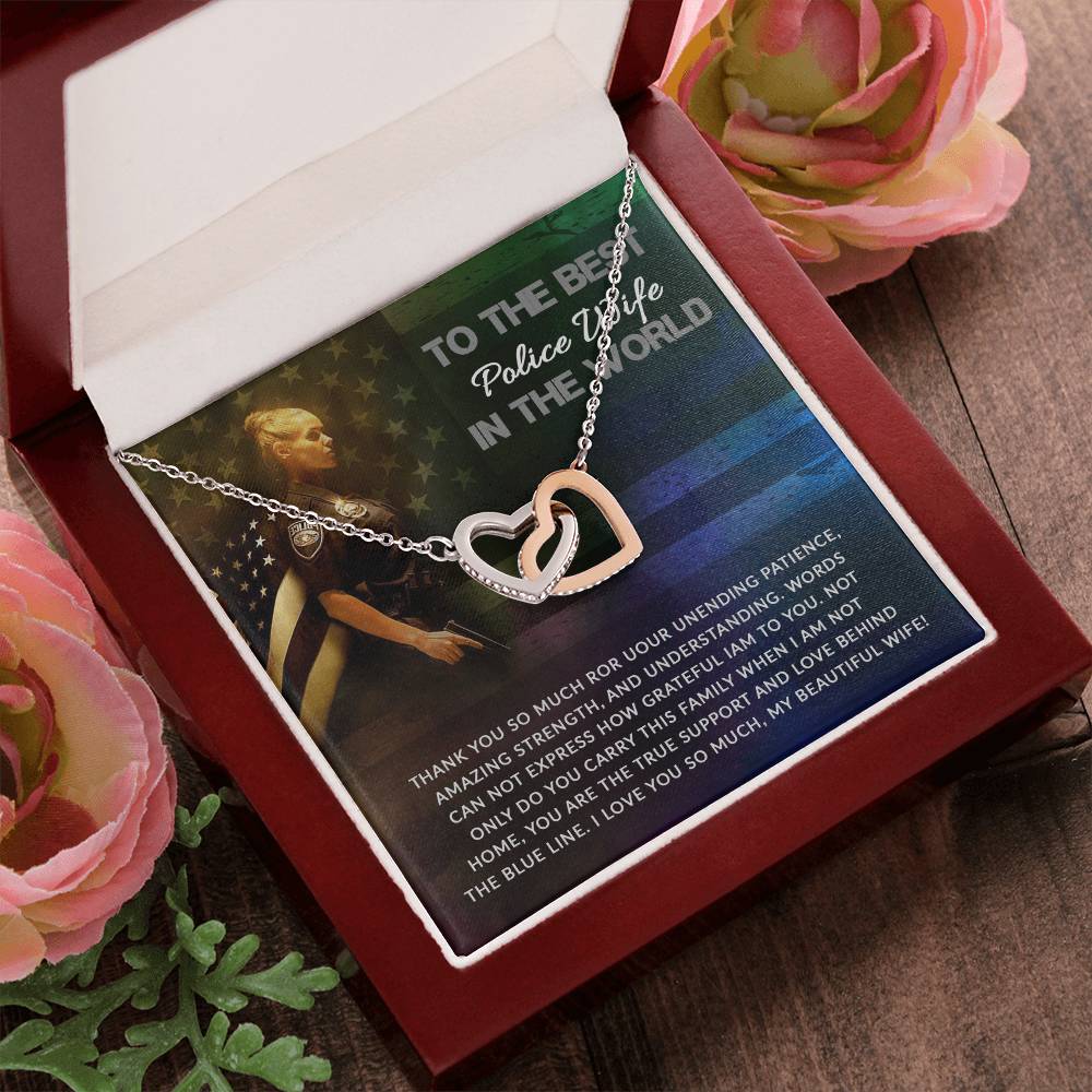 To Best Police Wife Interlocking Hearts Necklace