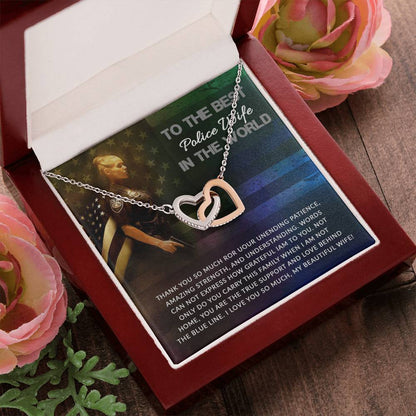 To Best Police Wife Interlocking Hearts Necklace