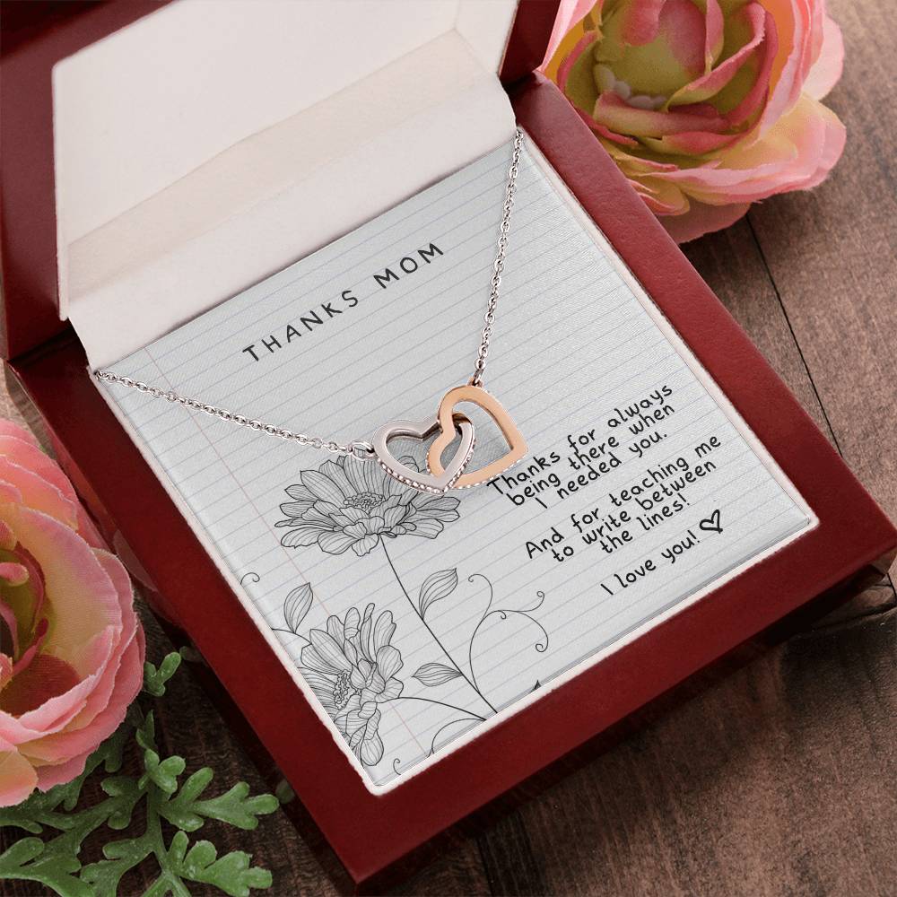 Thanks Mom - Always There For Me - Interlocking Necklace Interlocking Hearts Necklace
