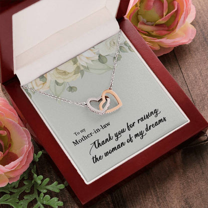 To My Mother In Law Thank You For Raising The Woman Of My Dreams Interlocking Hearts Necklace