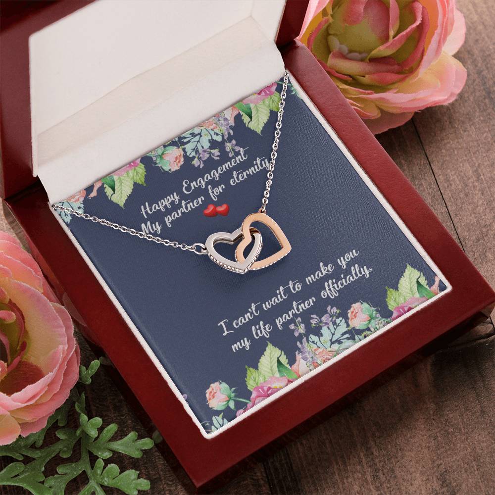 Engagement Gift For Fiancée Interlocking Hearts Necklace