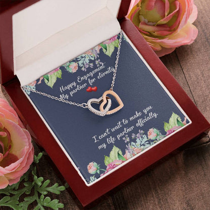 Engagement Gift For Fiancée Interlocking Hearts Necklace