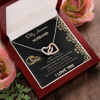 To My Awesome Husband Interlocked Hearts Necklace Interlocking Hearts Necklace