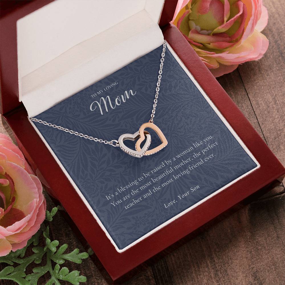 Gift For Mom From Son Mother Necklace From Son Mother'S Day Gift From Son Best Mom Gift Mother'S Birthday Gift Interlocking Hearts Necklace