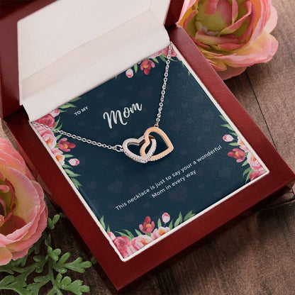 To My Mom Interlocking Heart Necklace Interlocking Hearts Necklace