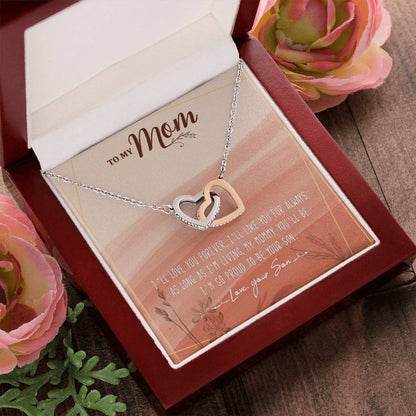 To My Mom Interlocking Hearts Necklace Message Card