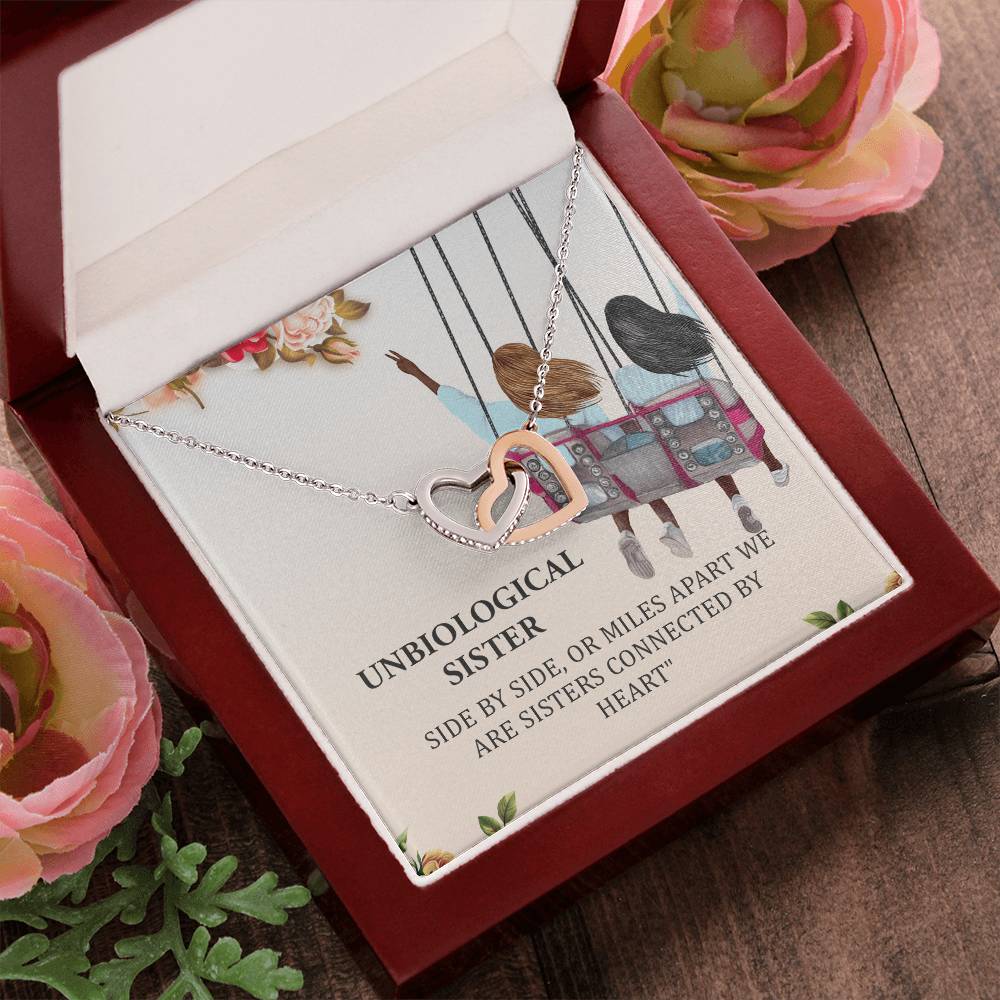 Unbiological Sister Interlocking Hearts Necklace Bff Jewelry Gift Soul Sister Sorority Sister Sister In Law Heart Necklace Gift Best Friends Gift
