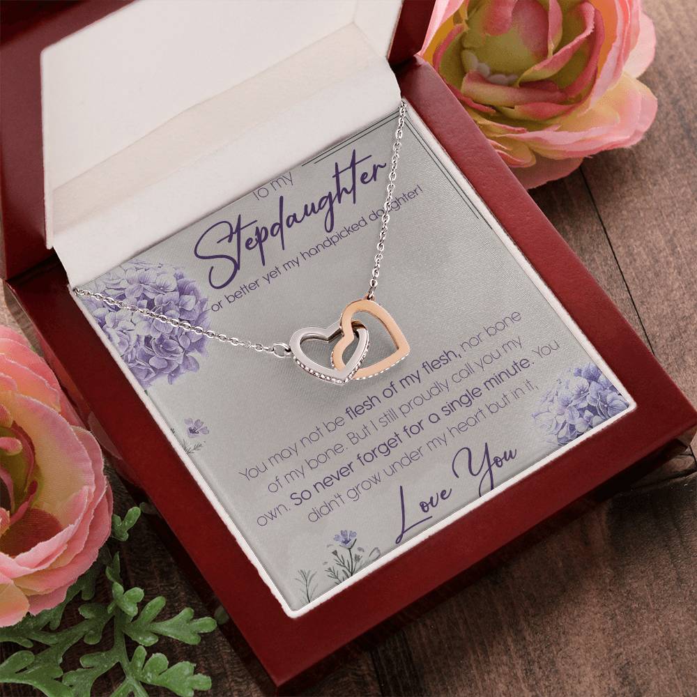 To My Stepdaughter Interlocking Hearts Necklace Message Card