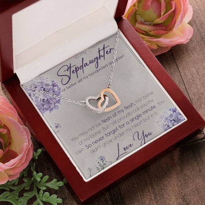 To My Stepdaughter Interlocking Hearts Necklace Message Card