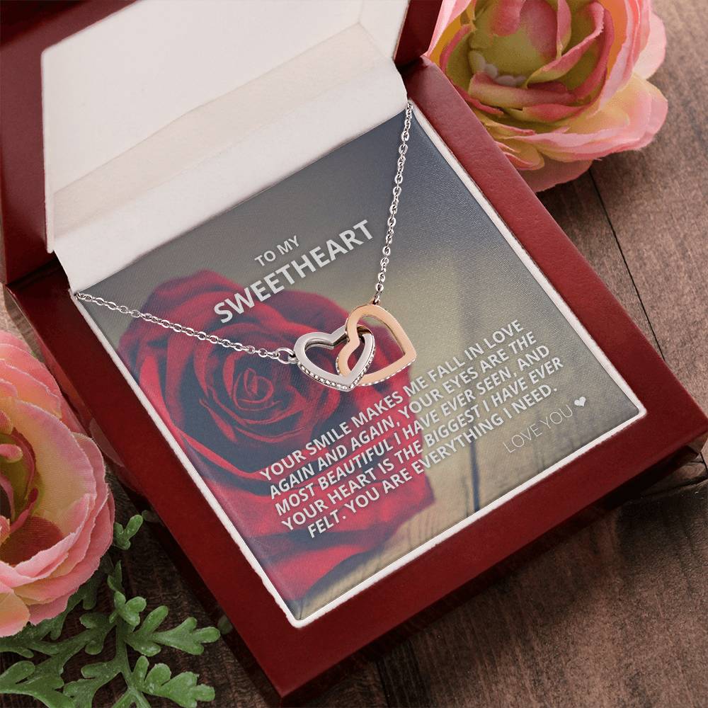 To My Sweetheart - You Are Everything I Need - Necklace Interlocking Hearts Necklace