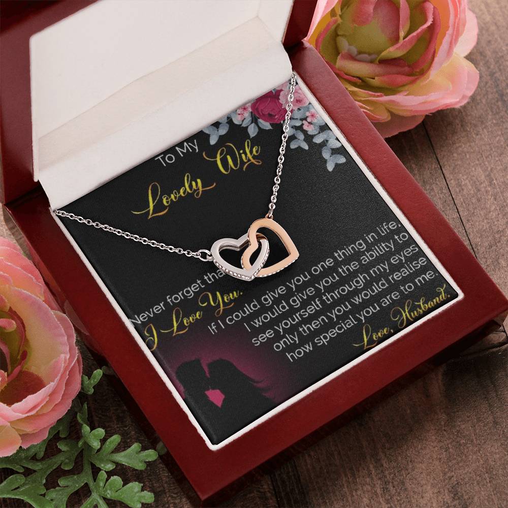 To My Lovely Wife Interlocking Hearts Necklace