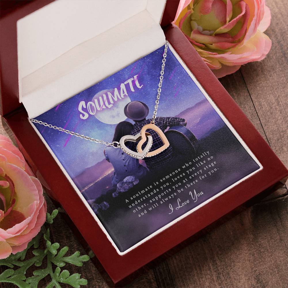 To My Soulmate - Silver Love Knot Necklace Interlocking Hearts Necklace