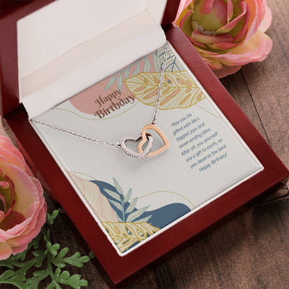 Happy Birthday! You Deserve The Best! - Interlocking Hearts Necklace