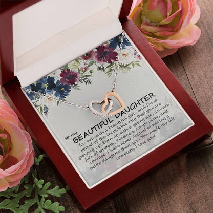 To My Daughter - Mom - Best Gift For Daughter - Heart Necklace Interlocking Hearts Necklace