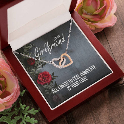 Interlocking Hearts - Romantic Necklace - Roses Gift Card Interlocking Hearts Necklace