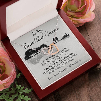 To My Beautiful Queen Interlocking Hearts Necklace