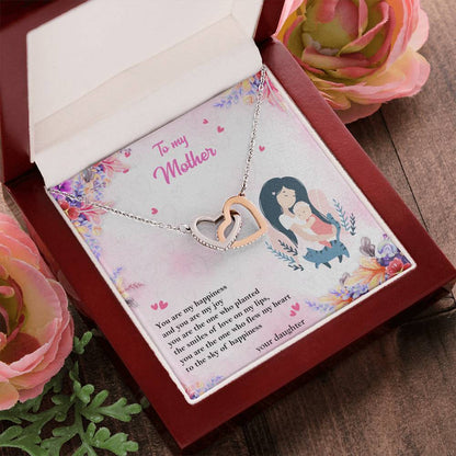 To My Mother - Two Hearts Interlocking Hearts Necklace