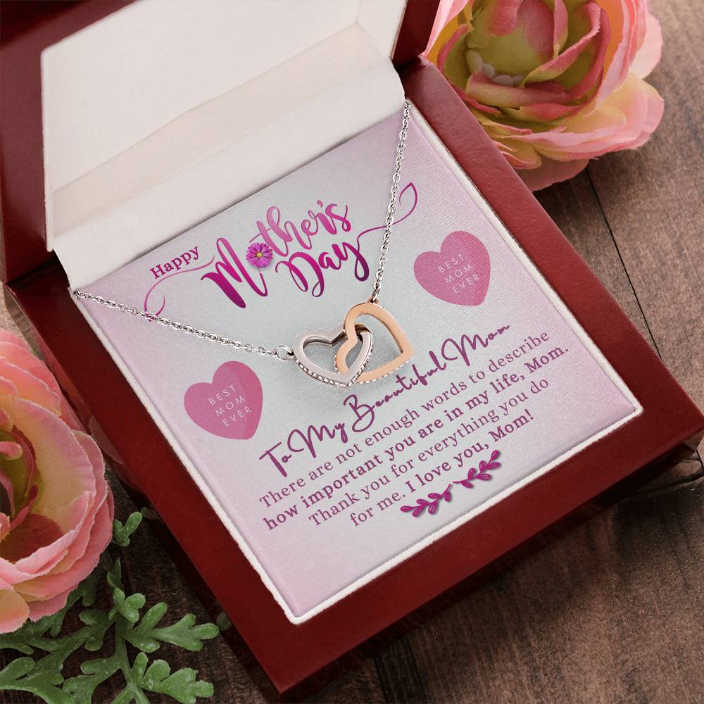 Mothers Day Double Heart Necklace Gift Interlocking Hearts Necklace