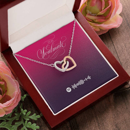 Soulmate Personalized Spotify Code Necklace - Kpop Fan Gift - Unique Valentines Day Gift For Her Interlocking Hearts Necklace