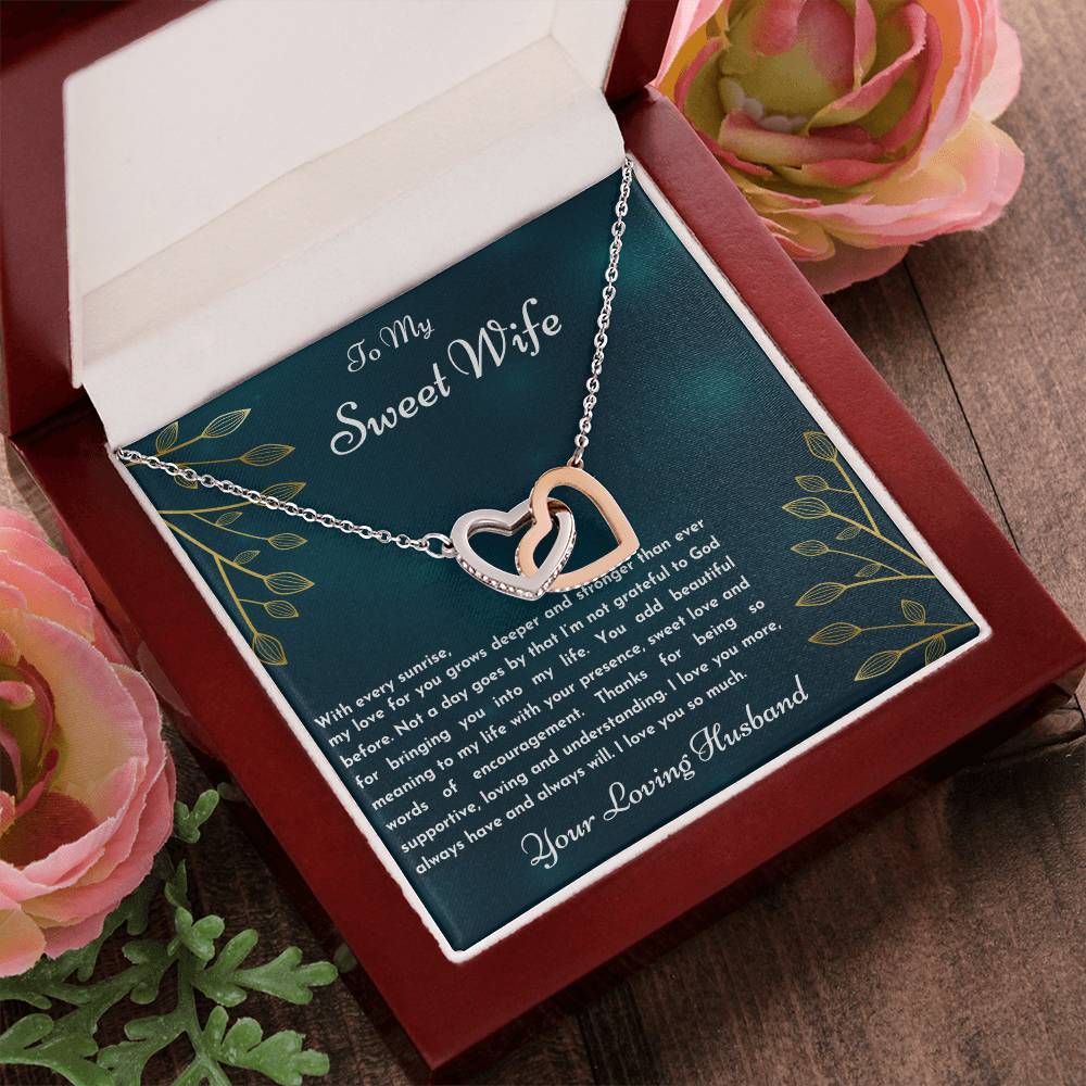 Gift For Wife With Every Sunrise Interlocking Hearts Necklace