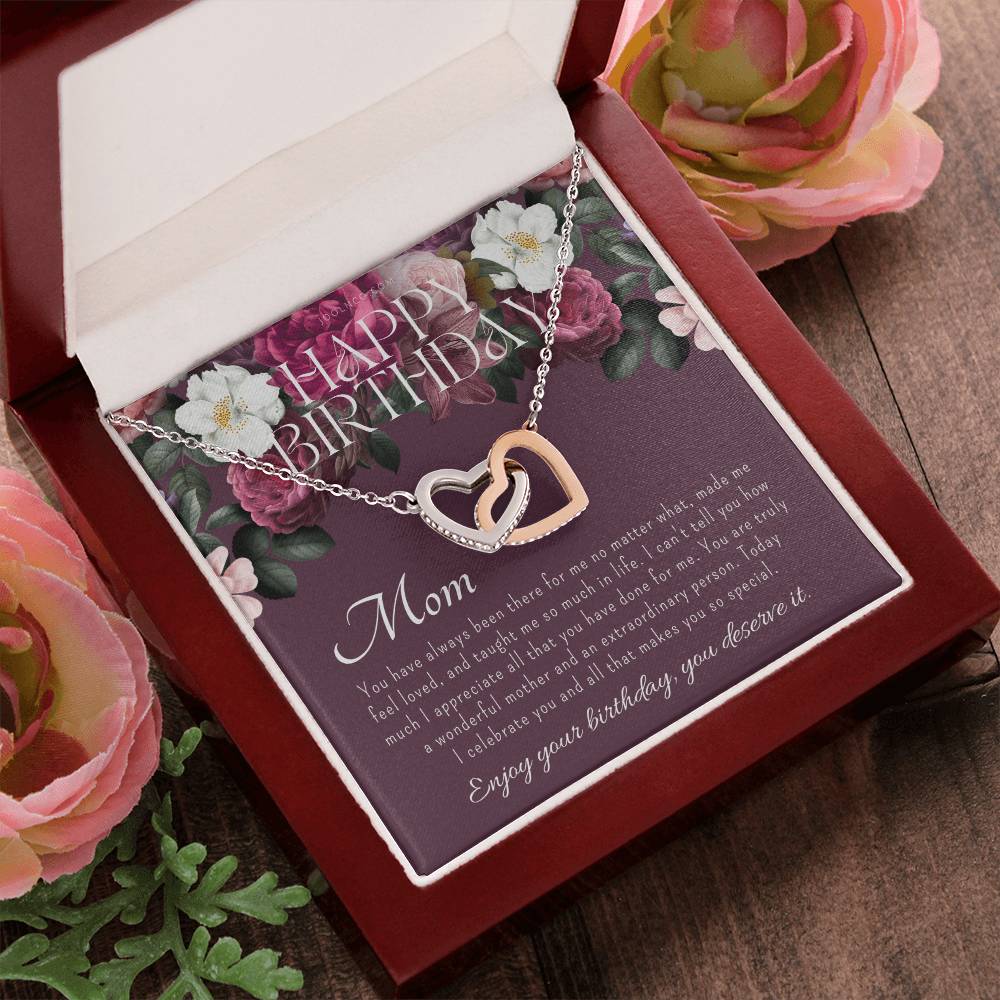Mother'S Birthday Gift Necklace For Mom'S Birthday Elegant Gift For Mom From Daughter & Son Best Mom Gift Message Card Elegant Gift Interlocking Hearts Necklace