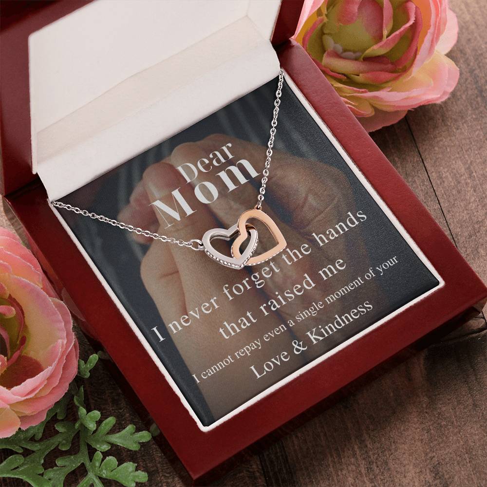 I Never Forget The Hands That Raised Me - Interlocking Necklace Interlocking Hearts Necklace