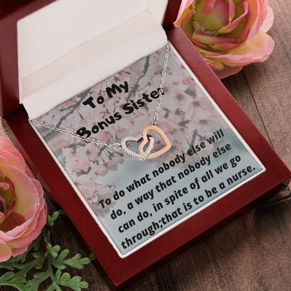 To My Nurse Sister Interlocking Hearts Necklace