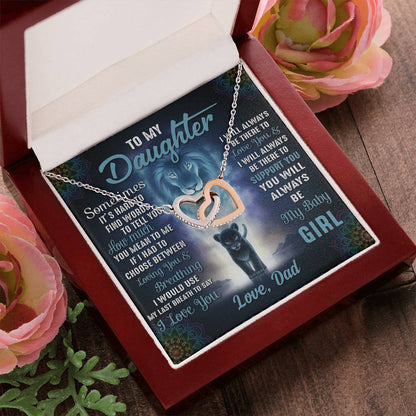 To My Daughter Necklace You Will Always Be My Baby Girl Daughter Gift From Dad Daughters Birthday Grown Up Daughter Interlocking Hearts Necklace