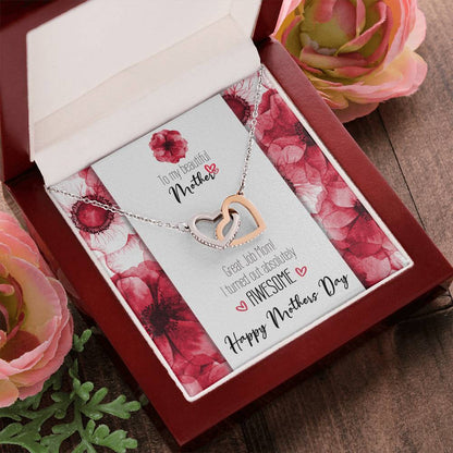 Great Job Mom Linked Hearts Mothers Day Necklace Interlocking Hearts Necklace