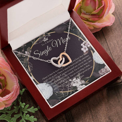 Single Mom Gift Mothers Day Gift Present For Single Mother Super Mom Necklace Gift For Single Mother Jewelry For Mom Interlocking Hearts Necklace
