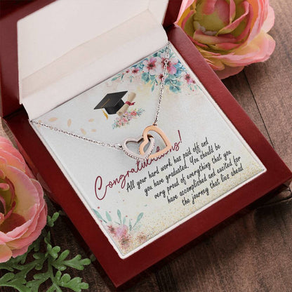 Congratulation So Proud Of You Interlocking Hearts Necklace Graduation Message Card