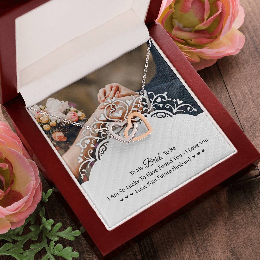 To My Bride To Be . Gift For Fiancee Interlocking Hearts Necklace