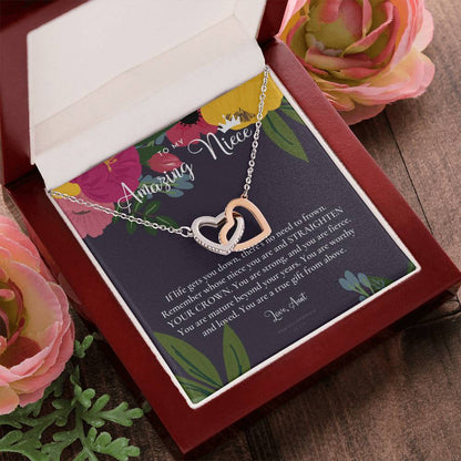 To My Amazing Niece Straighten Your Crown Necklace Aunt Niece Necklace Niece Birthday Gift Niece Graduation Gift Interlocking Hearts Necklace