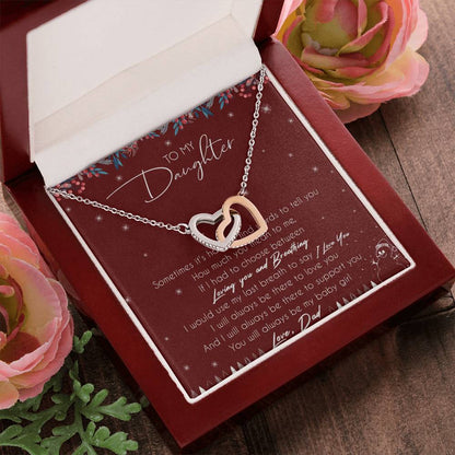 To My Daughter Interlocking Hearts Necklace Message Card
