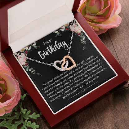 Happy Birthday To My Soul Sister Interlocking Hearts Necklace