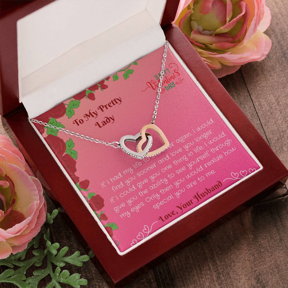 To My Preety Lady- You Are Special To Me Interlocking Hearts Necklace