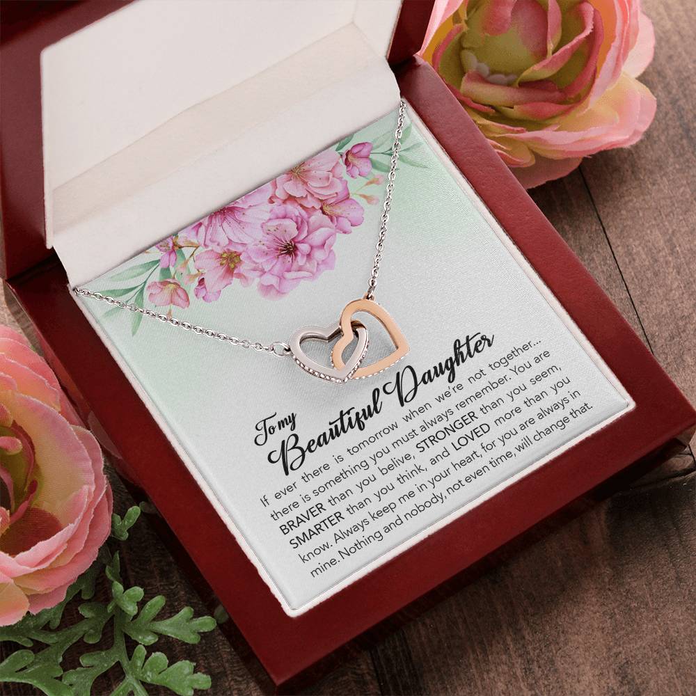 To My Granddaughter - Braver Stronger Smarter - Necklace Interlocking Hearts Necklace