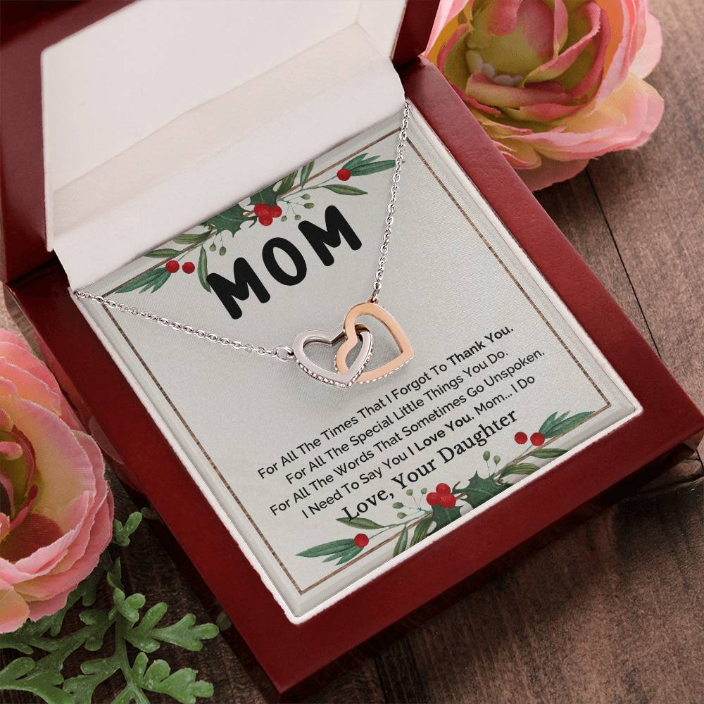 To Mom - I Love You Interlocking Heart Necklace Interlocking Hearts Necklace