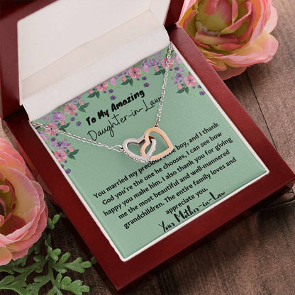 To My Amazing Daughter-In-Law Necklace - $10 Off Interlocking Hearts Necklace