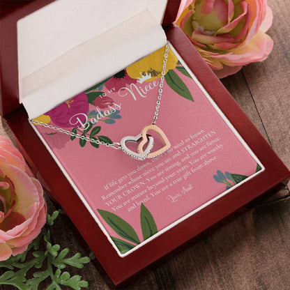 To My Badass Niece Straighten Your Crown Necklace Aunt Niece Necklace Niece Birthday Gift Niece Graduation Gift Interlocking Hearts Necklace