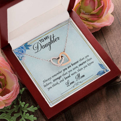 To My Daughter Interlocking Hearts Necklace Message Card