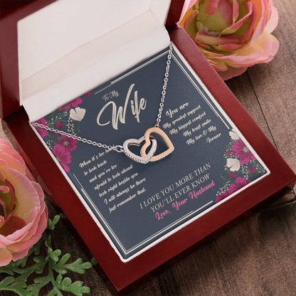 Love Your Husband-My Love & My Forever Onterlocked Hearts Interlocking Hearts Necklace