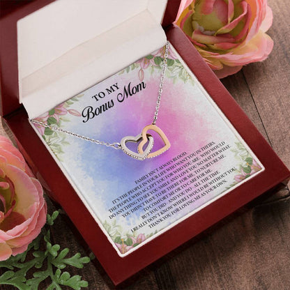 To My Bonus Mom Interlocking Hearts Necklace