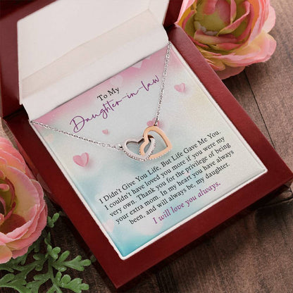 To My Daughter-In-Law - I Will Love You Always - Necklace Interlocking Hearts Necklace